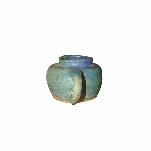 Handcraft Ceramic Teapot Rustic Green Blue Glaze Finish Unique Handmade Pottery